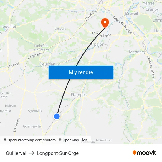 Guillerval to Longpont-Sur-Orge map