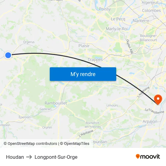 Houdan to Longpont-Sur-Orge map