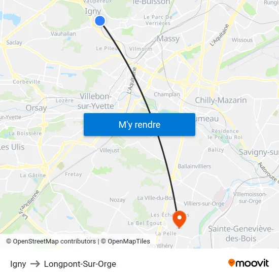 Igny to Longpont-Sur-Orge map