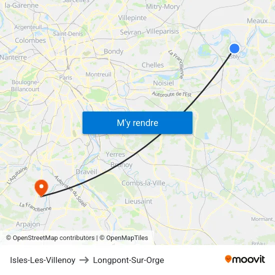 Isles-Les-Villenoy to Longpont-Sur-Orge map