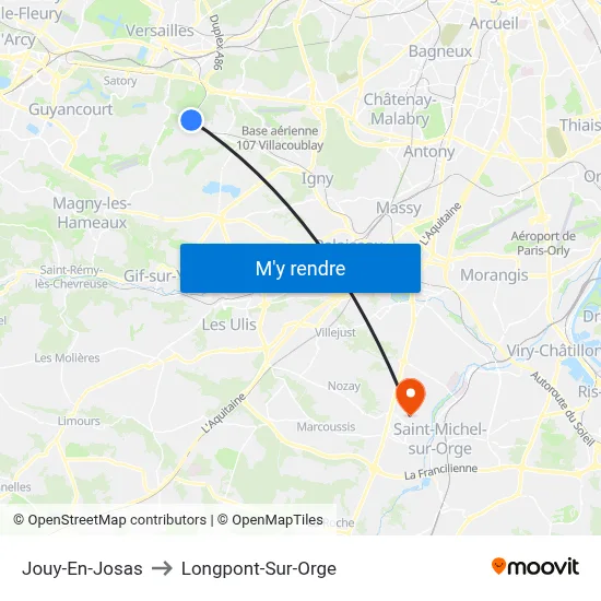 Jouy-En-Josas to Longpont-Sur-Orge map