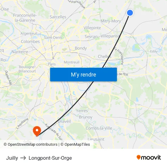 Juilly to Longpont-Sur-Orge map