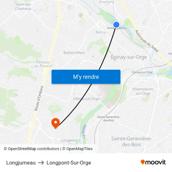 Longjumeau to Longpont-Sur-Orge map