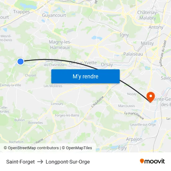 Saint-Forget to Longpont-Sur-Orge map