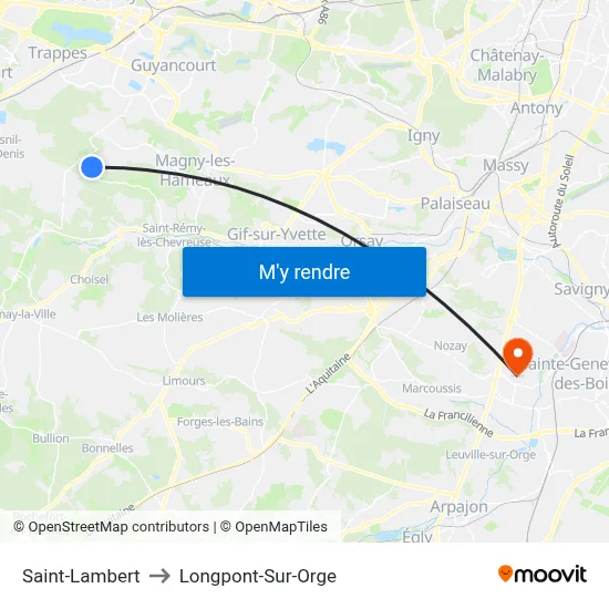 Saint-Lambert to Longpont-Sur-Orge map