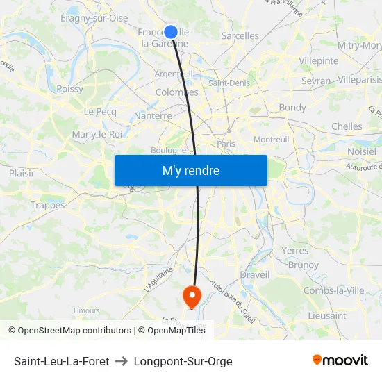 Saint-Leu-La-Foret to Longpont-Sur-Orge map