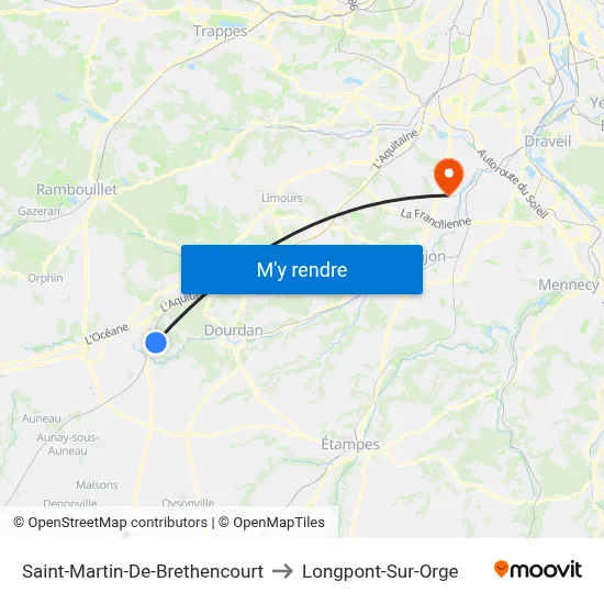 Saint-Martin-De-Brethencourt to Longpont-Sur-Orge map