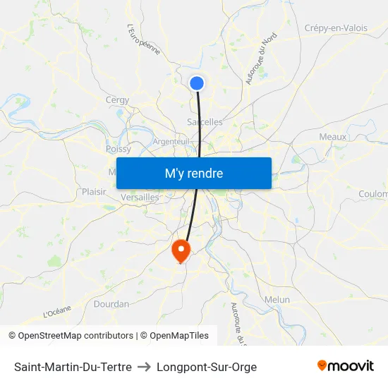 Saint-Martin-Du-Tertre to Longpont-Sur-Orge map