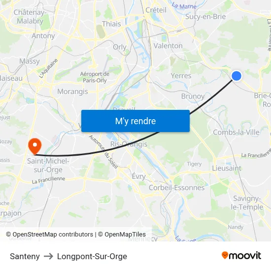 Santeny to Longpont-Sur-Orge map
