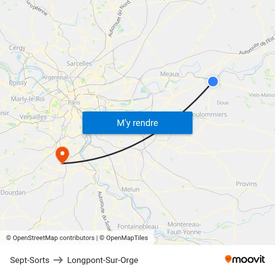 Sept-Sorts to Longpont-Sur-Orge map