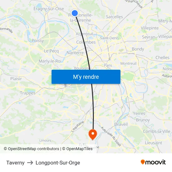 Taverny to Longpont-Sur-Orge map