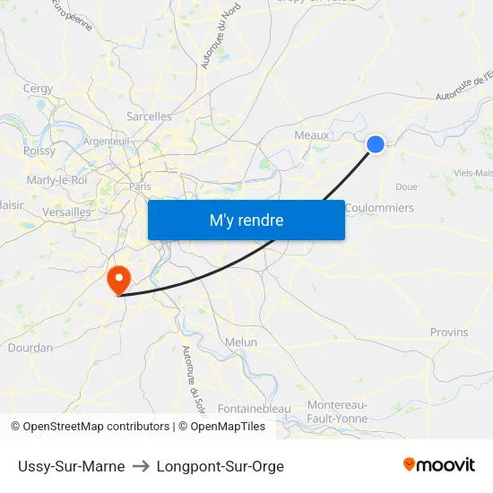 Ussy-Sur-Marne to Longpont-Sur-Orge map