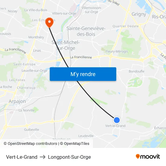 Vert-Le-Grand to Longpont-Sur-Orge map