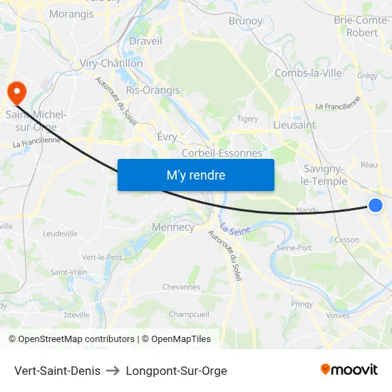 Vert-Saint-Denis to Longpont-Sur-Orge map