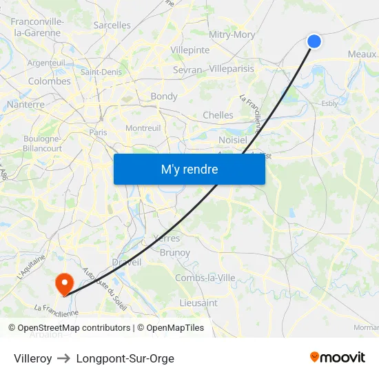 Villeroy to Longpont-Sur-Orge map