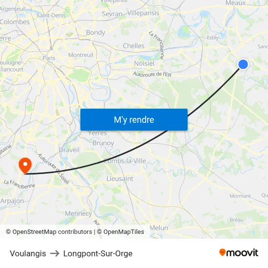 Voulangis to Longpont-Sur-Orge map
