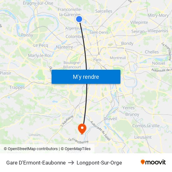 Gare D'Ermont-Eaubonne to Longpont-Sur-Orge map