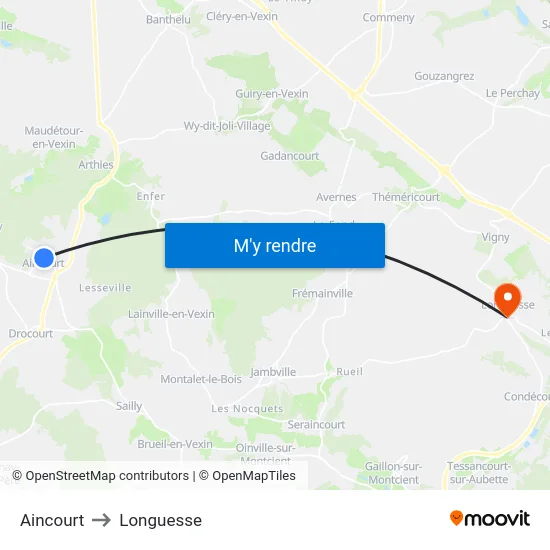 Aincourt to Longuesse map