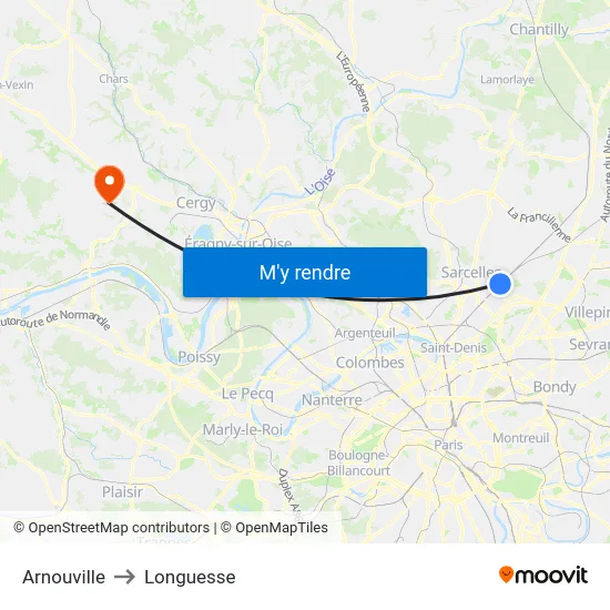 Arnouville to Longuesse map