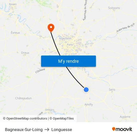 Bagneaux-Sur-Loing to Longuesse map