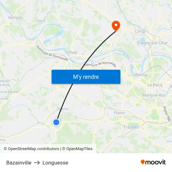 Bazainville to Longuesse map