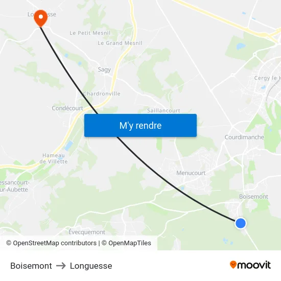 Boisemont to Longuesse map