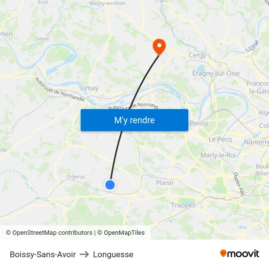 Boissy-Sans-Avoir to Longuesse map
