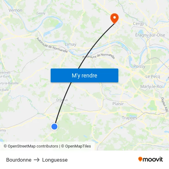 Bourdonne to Longuesse map