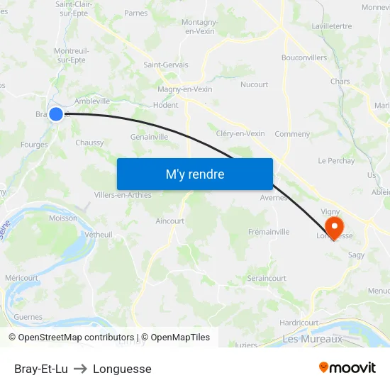 Bray-Et-Lu to Longuesse map