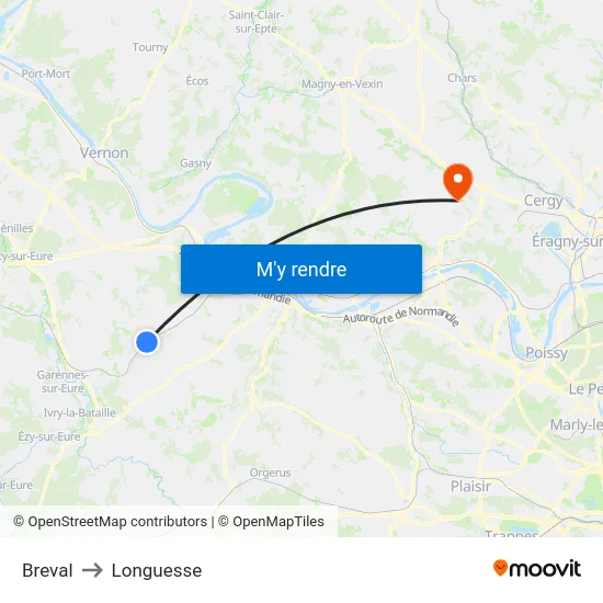 Breval to Longuesse map