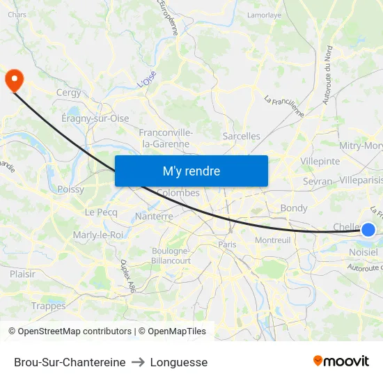 Brou-Sur-Chantereine to Longuesse map