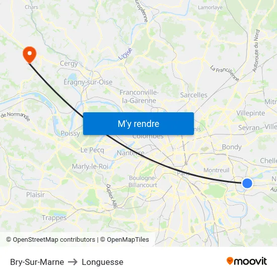 Bry-Sur-Marne to Longuesse map
