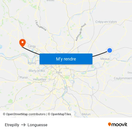 Etrepilly to Longuesse map