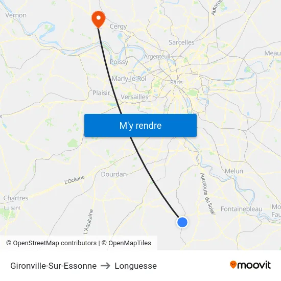 Gironville-Sur-Essonne to Longuesse map