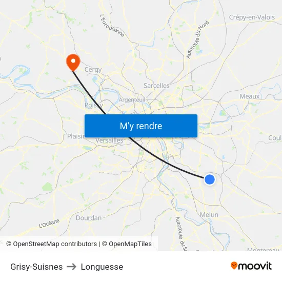 Grisy-Suisnes to Longuesse map