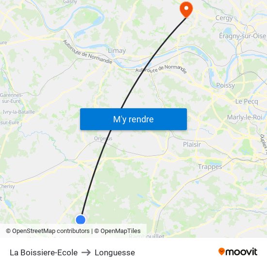 La Boissiere-Ecole to Longuesse map