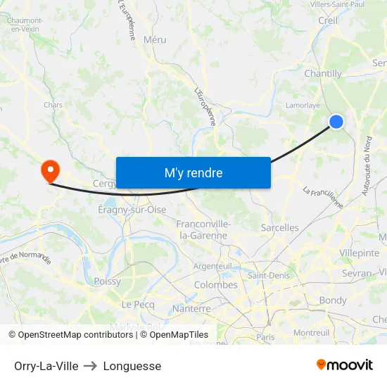 Orry-La-Ville to Longuesse map