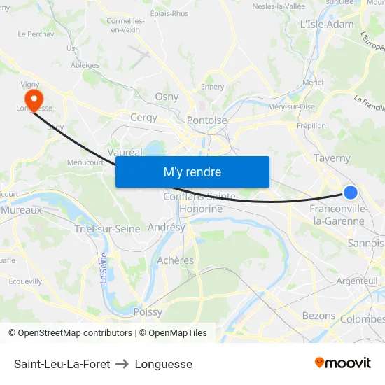 Saint-Leu-La-Foret to Longuesse map