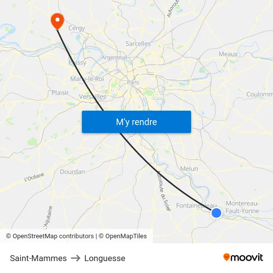 Saint-Mammes to Longuesse map