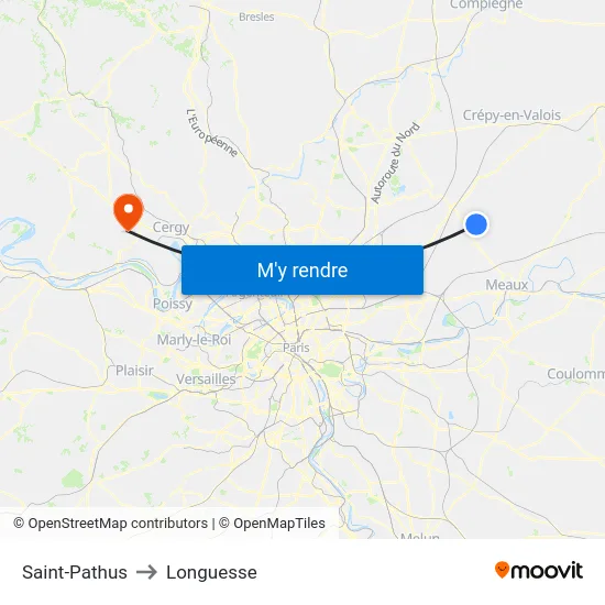Saint-Pathus to Longuesse map