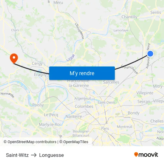 Saint-Witz to Longuesse map