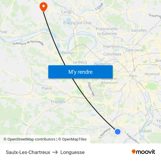 Saulx-Les-Chartreux to Longuesse map