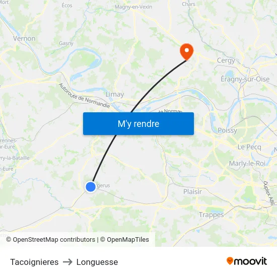 Tacoignieres to Longuesse map