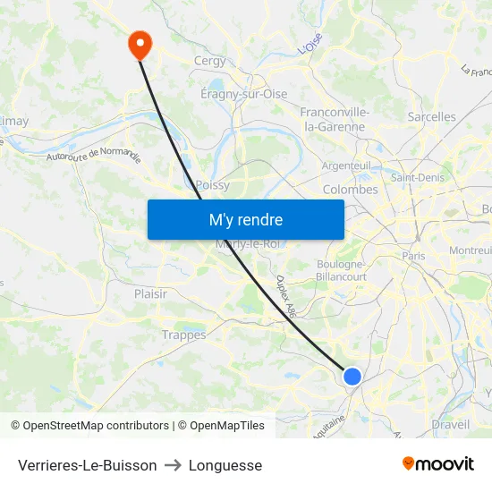 Verrieres-Le-Buisson to Longuesse map
