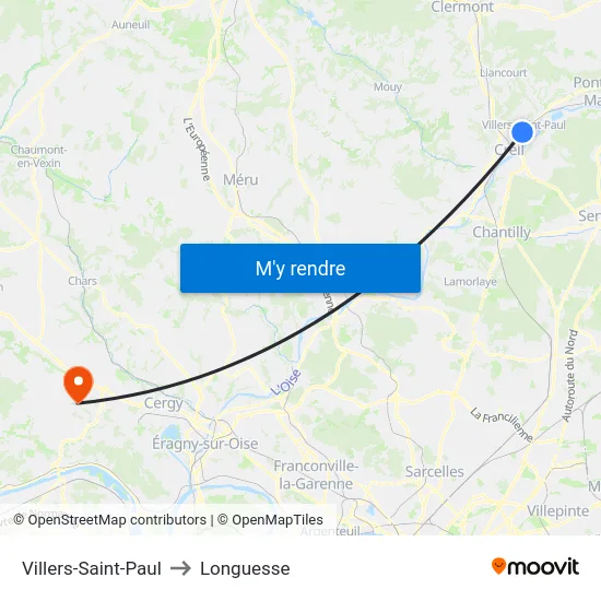 Villers-Saint-Paul to Longuesse map