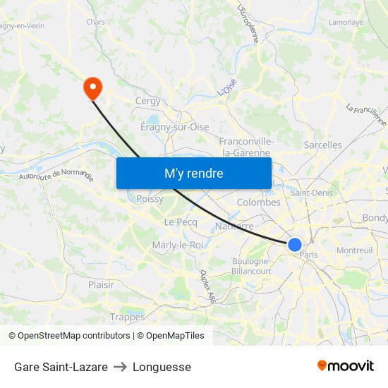 Gare Saint-Lazare to Longuesse map