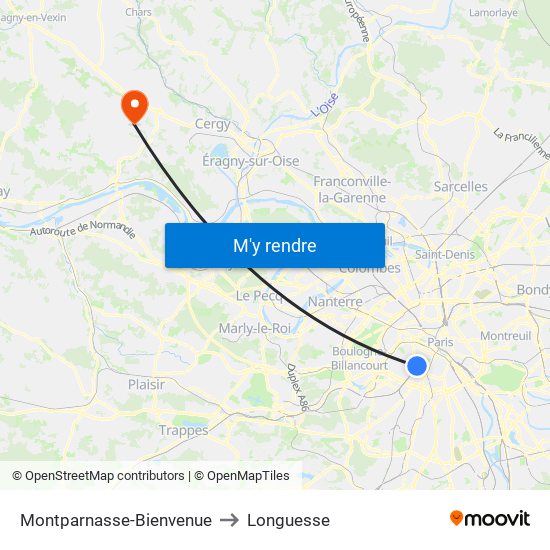 Montparnasse-Bienvenue to Longuesse map