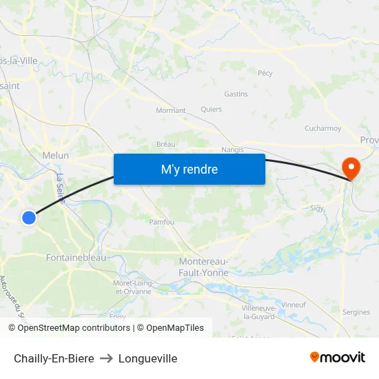 Chailly-En-Biere to Longueville map