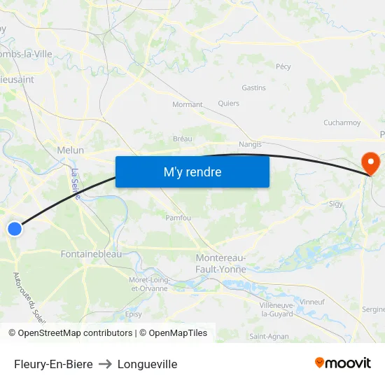 Fleury-En-Biere to Longueville map