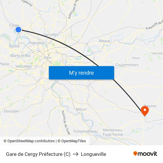 Gare de Cergy Préfecture (C) to Longueville map